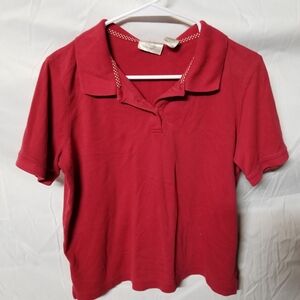 Women's Red Short-Sleeve Polo Top